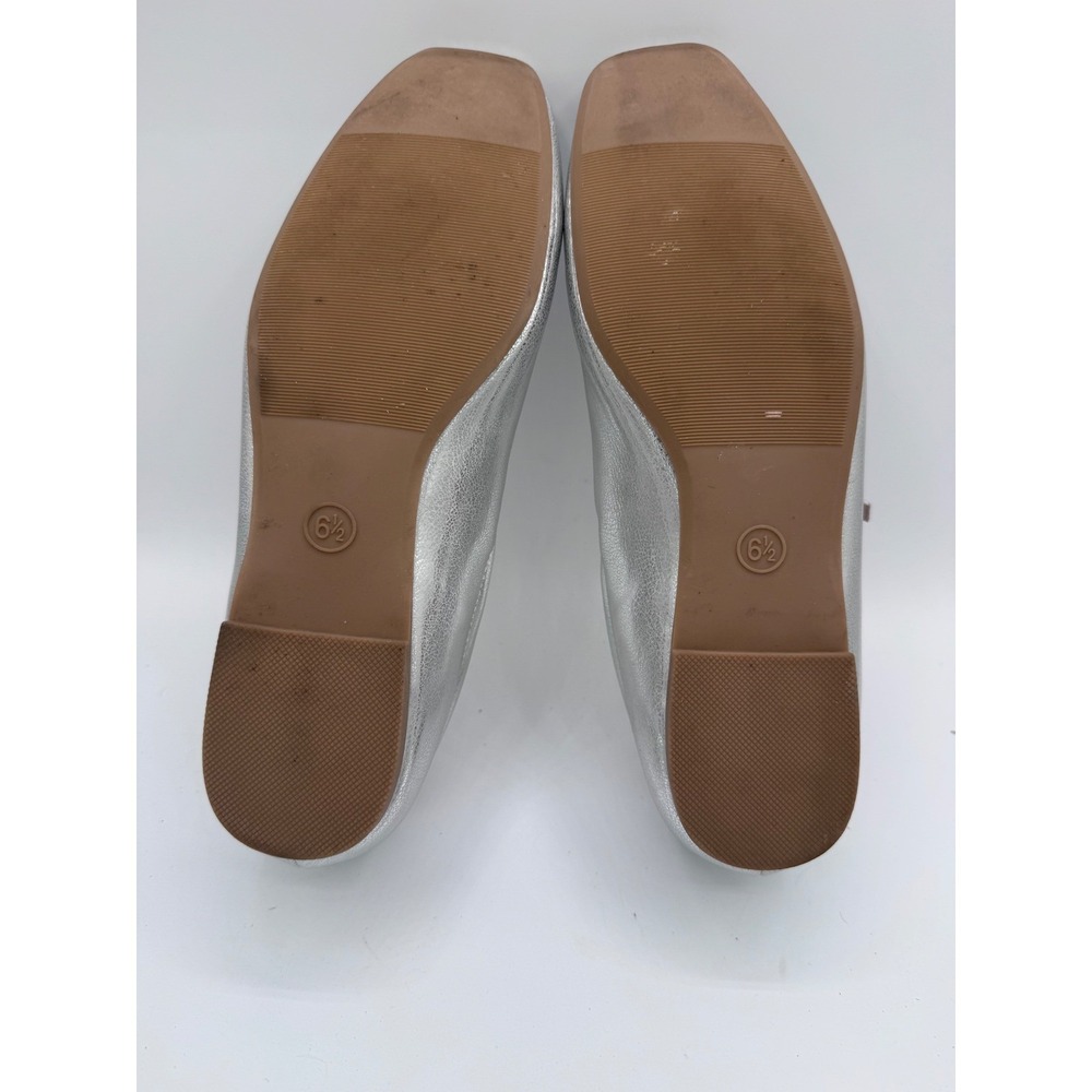 Wild Fable Mary Jane Square Toe Flats Womens 6.5 Silver Metallic Buckle Strap - Picture 5 of 6